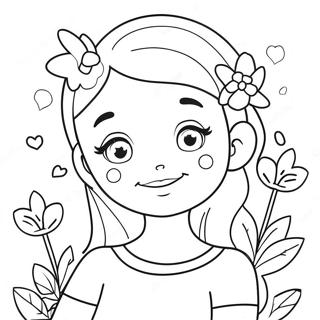 Mignonne Anya Avec Des Fleurs A Colorier 53167-44205