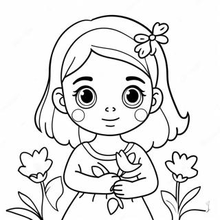 Mignonne Anya Avec Des Fleurs A Colorier 53167-44206