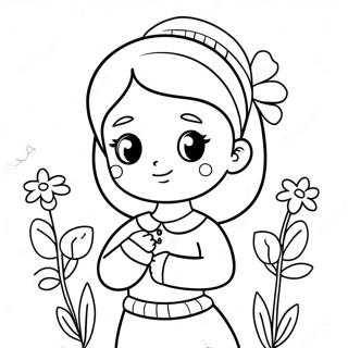 Mignonne Anya Avec Des Fleurs A Colorier 53167-44208