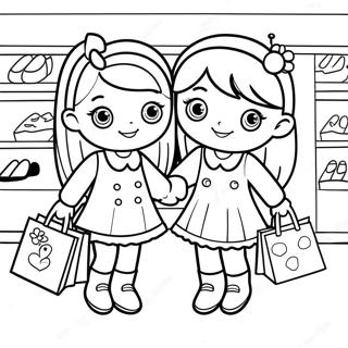 Page A Colorier Shoppies Faisant Du Shopping Ensemble 53268-44287