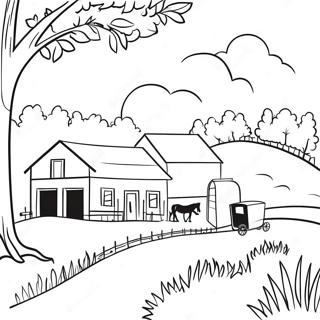 Page A Colorier Scene De Ferme Amish 53488-44584