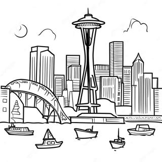 Page A Colorier De La Skyline De Seattle 53528-44623