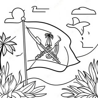 Page A Colorier Du Drapeau Dhaiti Avec Un Fond Tropical 53609-44693