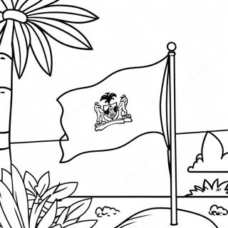 Page A Colorier Du Drapeau Dhaiti Avec Un Fond Tropical 53609-44696