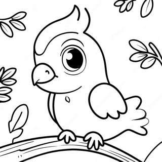 Page A Colorier De Cockatiel Mignon Assis Sur Une Branche 53669-44734