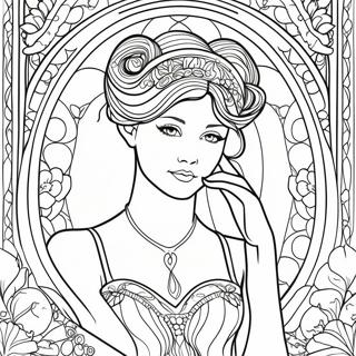 Page A Colorier Dune Elegante Dame Art Nouveau 53939-45001