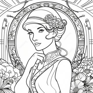 Page A Colorier Dune Elegante Dame Art Nouveau 53939-45002