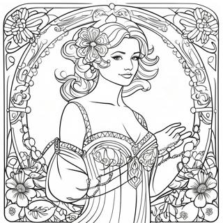 Page A Colorier Dune Elegante Dame Art Nouveau 53939-45003