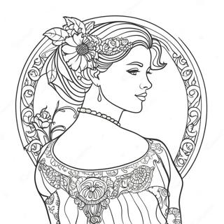 Page A Colorier Dune Elegante Dame Art Nouveau 53939-45004