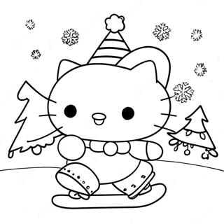 Page A Colorier De Noel De Hello Kitty En Patinage Artistique 54290-45208