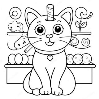 Page A Colorier Cute Candy Cat Dans Une Confiserie 54532-45393