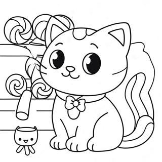 Page A Colorier Cute Candy Cat Dans Une Confiserie 54532-45395