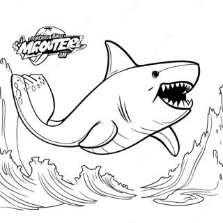 Monstre Megalodon Pages À Colorier