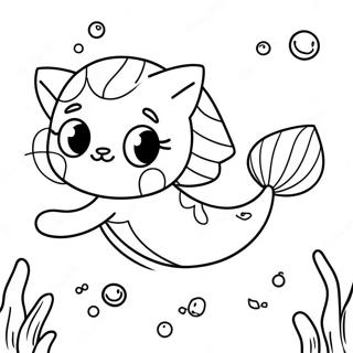 Page A Colorier Chat Sirene Mignon En Train De Nager 5463-4375