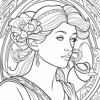 Page A Colorier De La Dame Art Nouveau Dalphonse Mucha 54662-45501