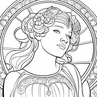 Page A Colorier De La Dame Art Nouveau Dalphonse Mucha 54662-45504