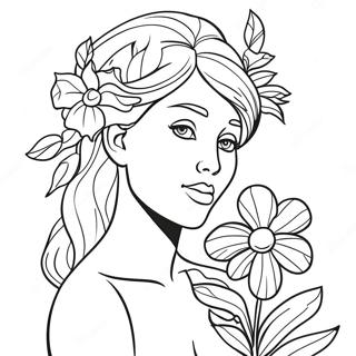 Page A Colorier Eve Avec Des Fleurs 54692-45526