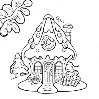 Page A Colorier Maison En Pain Depice Fantaisiste Avec Toit Enneige 54872-45668