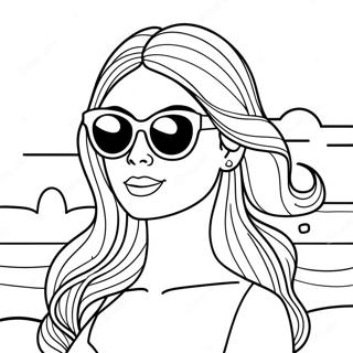 Page A Colorier Barbie A La Plage Avec Des Lunettes De Soleil 54912-45695