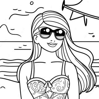 Page A Colorier Barbie A La Plage Avec Des Lunettes De Soleil 54912-45696