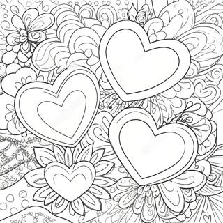 Page A Colorier De Coeurs Doux Colores Avec Des Motifs 55242-45957