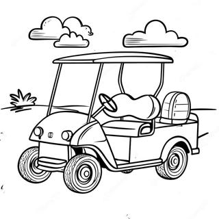 Page A Colorier De Voiture De Golf Vintage Sur Le Parcours 55272-45985