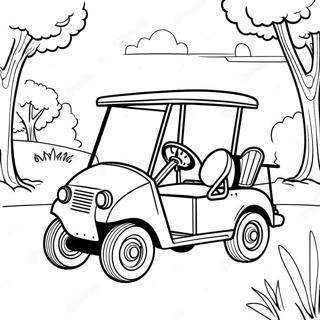 Page A Colorier De Voiture De Golf Vintage Sur Le Parcours 55272-45986