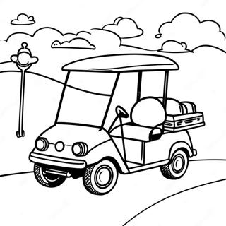 Page A Colorier De Voiture De Golf Vintage Sur Le Parcours 55272-45988