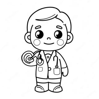 Page A Colorier De Medecin Mignon Avec Stethoscope 55332-46044