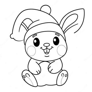 Page A Colorier Dun Mignon Lapin De Noel Avec Un Chapeau De Pere Noel 55562-46215