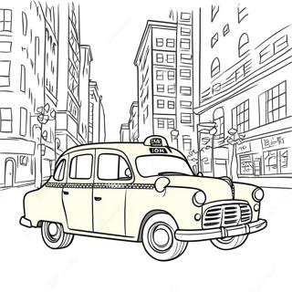 Page A Colorier De Taxi Vintage Jaune 55612-46259