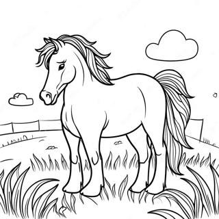 Cheval De Trait Majestueux Dans Un Champ Page A Colorier 55762-46373