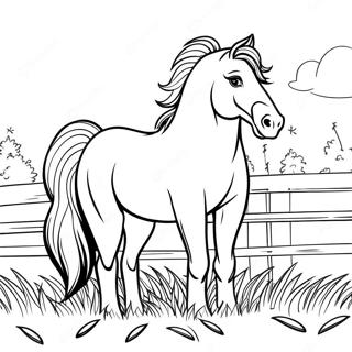 Cheval De Trait Majestueux Dans Un Champ Page A Colorier 55762-46374