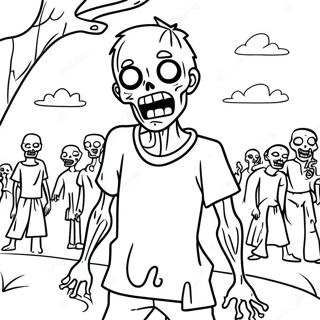 Scene De Zombie Effrayante Page A Colorier 55772-46384