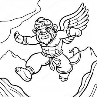 Page A Colorier De Hanuman Volant Avec Une Montagne 56012-46581