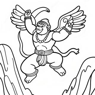 Page A Colorier De Hanuman Volant Avec Une Montagne 56012-46584