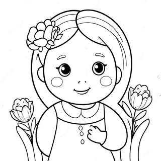 Page A Colorier De Mignonne Isabella Avec Des Fleurs 56072-46621