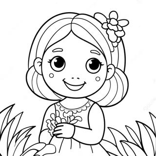 Page A Colorier De Mignonne Isabella Avec Des Fleurs 56072-46624