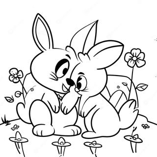 Page A Colorier De Scene Damour Mignonne De Bugs Bunny Et Lola 56082-46636