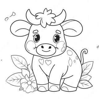 Page A Colorier Dadorable Vache Fraise Avec Des Fleurs 5624-4494