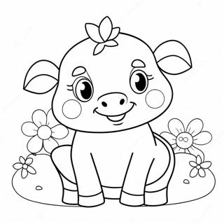 Page A Colorier Dadorable Vache Fraise Avec Des Fleurs 5624-4495