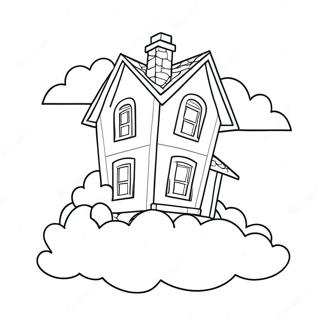 Page A Colorier Maison De La Haut Coloree Dans Les Nuages 56272-46786