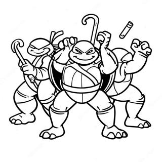 Page A Colorier Scene Daction Des Tortues Ninja Mutantes 56322-46817