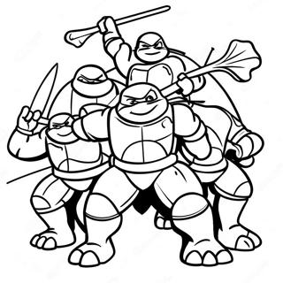 Page A Colorier Scene Daction Des Tortues Ninja Mutantes 56322-46819