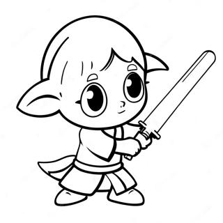 Page A Colorier De Jeune Jedi Mignon En Action 56352-46850