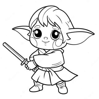 Page A Colorier De Jeune Jedi Mignon En Action 56352-46851