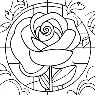 Page A Colorier De La Rose En Vitrail Elegante 56412-46898