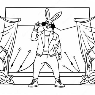 Page A Colorier De Mauvais Lapin En Performance Sur Scene 5674-4535