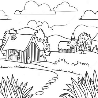 Page A Colorier Paysage Charmant De La Terre Des Coeurs 56762-47175