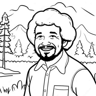 Page A Colorier De Paysage De Bob Ross Heureux 56932-47315